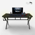 Ergonomische LED gaming bureau carbon 160 x 60 cm koptelefoon en bekerhouder Sportbot LED 160 Model