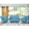 Scandinavisch design woonkamerset met 2 fauteuils en 2-zits bank van hout en stof Cleis Verkoop