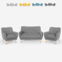 Ensemble de salon 2 fauteuils canapé 2 places design bois et tissu Cleis Choix