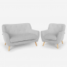 Scandinavisch design 2-zits bank en fauteuil loungeset van hout en stof Algot Afmetingen