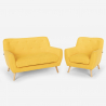 Scandinavisch design 2-zits bank en fauteuil van hout en stof Algot Prijs