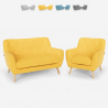 Scandinavisch design 2-zits bank en fauteuil van hout en stof Algot Voorraad