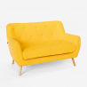 Scandinavisch design 2-zits bank en fauteuil van hout en stof Algot 