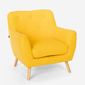 Scandinavisch design 2-zits bank en fauteuil van hout en stof Algot 