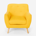 Scandinavisch design 2-zits bank en fauteuil van hout en stof Algot 