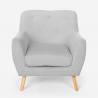 Scandinavisch design 2-zits bank en fauteuil loungeset van hout en stof Algot 