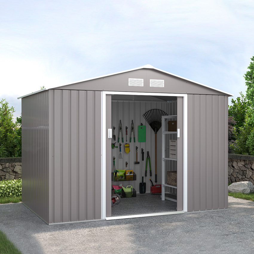 Abri de jardin en tôle robuste pour rangement d'outils Ortisei 277x191x202cm Promotion Abri de jardin en tôle robuste pour rangement d'outils Ortisei 277x191x202cm Promotion