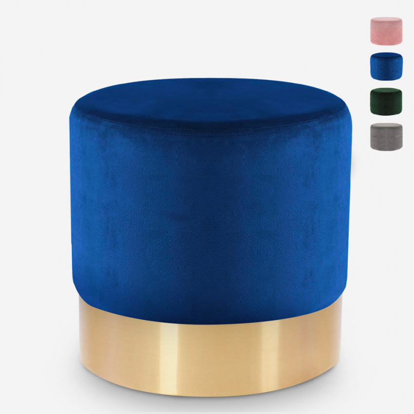 Pouf repose-pieds tabouret bas rembourré rond design velours Rossetto Réductions Pouf repose-pieds tabouret bas rembourré rond design velours Rossetto Réductions