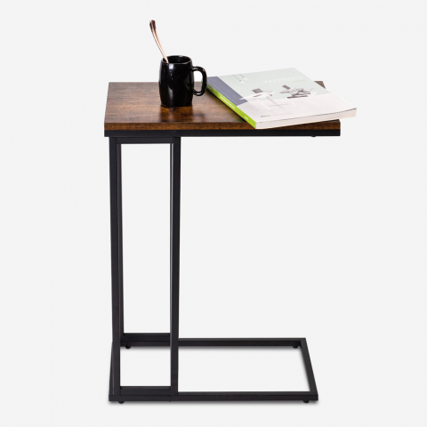 Moderne bijzettafel voor naast de bank 40x25 cm in metaal en hout Arklys Aanbieding