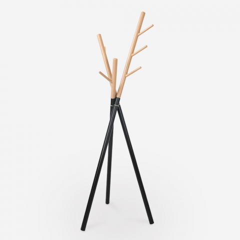 Moderne Scandinavische stijl staande kapstok hout metaal zwart Zavest