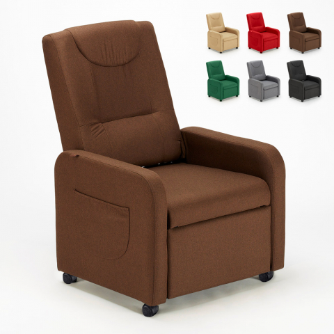 4-wheels Fabric Recliner Armchair with footrest Beautiful Aanbieding