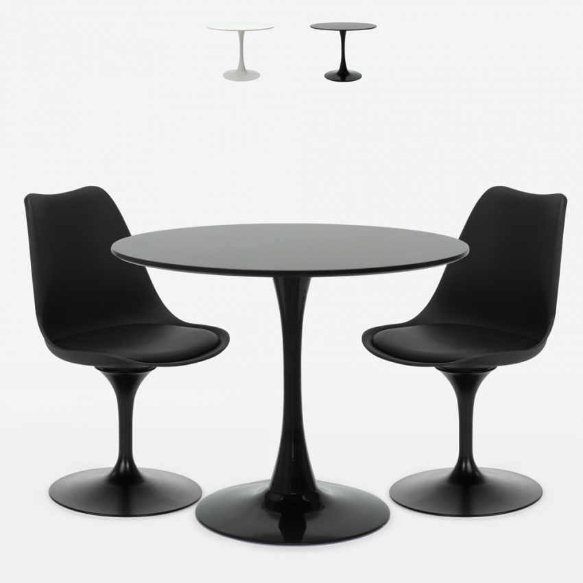 milieu geest Conform Alizé Ronde tafel 60cm set 2 stoelen Tulpen stijl modern design