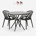  Set met vierkante zwarte tafel 70x70 cm en 2 design stoelen Moai Black Aanbieding