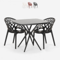 Table carré noir 70x70 + 2 chaises design Moai Black Promotion