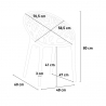  Set met vierkante zwarte tafel 70x70 cm en 2 design stoelen Moai Black 