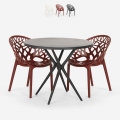 Set met ronde zwarte tafel 80 cm 2 design stoelen Maze Black Aanbieding