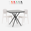 Moderne set met zwarte vierkante tafel 70x70 cm 2 design stoelen Wade Black Afmetingen