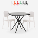 Table carré noir moderne 70x70cm + 2 chaises design Wade Black Prix