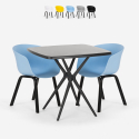 Set van 2 design stoelen en zwarte vierkante tafel 70x70 cm Navan Black Korting
