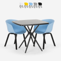 Table carrée 70x70cm noir + 2 chaises modernes Navan Black Remises
