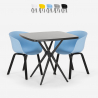 Set van 2 design stoelen en zwarte vierkante tafel 70x70 cm Navan Black Korting