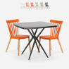 Table carrée noire 70x70 + 2 chaises design moderne Roslin Black Vente
