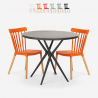 Table design ronde noire 80cm + 2 chaises design Eskil Black Remises