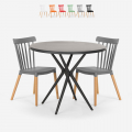 Table design ronde noire 80cm + 2 chaises design Eskil Black Promotion