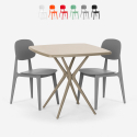 Moderne beige vierkante tafel set 70x70cm 2 stoelen design Wade Aanbod