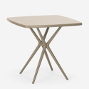 Moderne beige vierkante tafel set 70x70cm 2 stoelen design Wade 