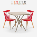 Set van 2 moderne design stoelen en vierkante beige tafel 70x70 cm Roslin Aanbieding