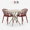 Set met vierkante beige tafel 70x70 cm en 2 design stoelen Moai Aanbieding