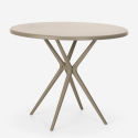 Table design ronde 80 cm beige + 2 chaises design Oden 