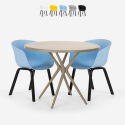 Design ronde tafel set 80cm beige 2 stoelen Oden Aanbod
