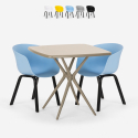 Table beige carrée 70x70 + 2 chaises modernes Navan Offre