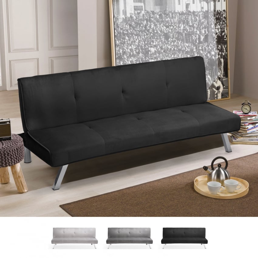 Canapé convertible 3 places clic clac design tissu velours Explicitus Promotion Canapé convertible 3 places clic clac design tissu velours Explicitus Promotion