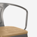 chaise de cuisine et bar style design industriel avec accoudoirs steel wood arm light Achat