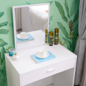 Coiffeuse table de maquillage mobile avec tiroir miroir et tabouret Dalila Remises