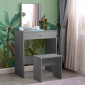 Make-up tafel grijs met spiegel, lade en krukje Dalila Grey Aanbieding