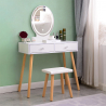 Scandinavisch design make-up tafel met LED spiegel, laden en krukje Serena Aanbod