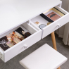 Scandinavisch design make-up tafel met LED spiegel, laden en krukje Serena Kortingen