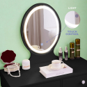 Scandinavisch make-up station zwart laden LED spiegel Serena Black Korting
