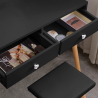 Scandinavische stijl zwarte make-up tafel met laden, LED spiegel en krukje Serena Black Kortingen