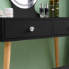 Scandinavische stijl zwarte make-up tafel met laden, LED spiegel en krukje Serena Black Catalogus
