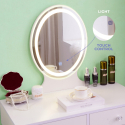 Scandinavisch design make-up tafel met LED spiegel, laden en krukje Serena Korting