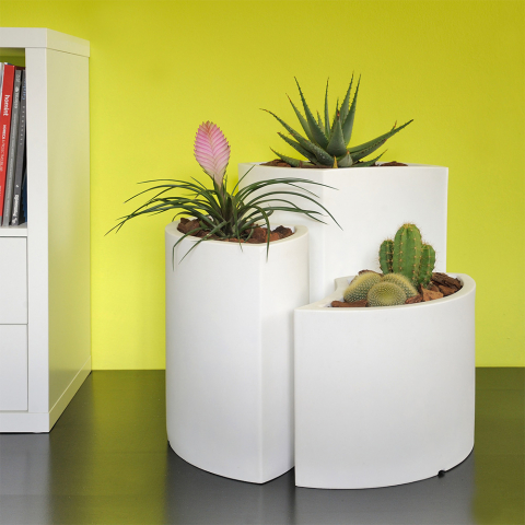 3 vases blancs pour plantes intérieur extérieur design maison et jardin Tris Petalo Promotion