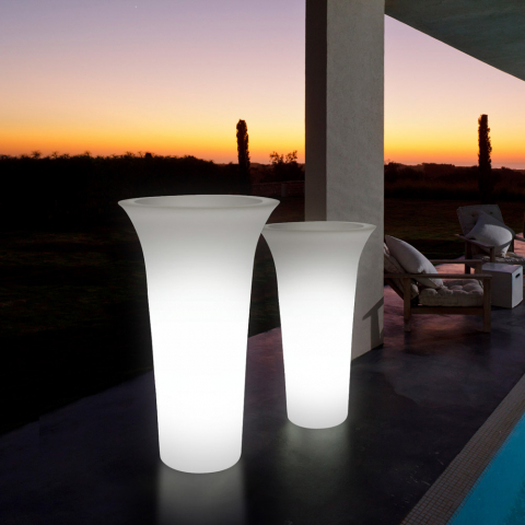 Vase Lumineux Haut Rond Extérieur Design Moderne Avec Kit D’éclairage Flos