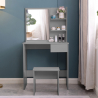 Grijs make-up station met spiegel, lade en krukje Mayca Grey Aanbod