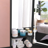 Hoek make-up tafel met 3 LED spiegels, krukje en ladeblok Elettra Black Catalogus