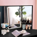 Meuble coiffeuse table de maquillage noir à angle 3 Miroirs LED Elettra Black Remises